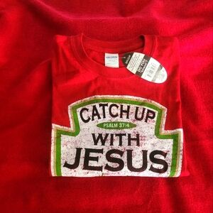 Kerusso Christian T-Shirt "Catch Up With Jesus" - Size M / Gildan